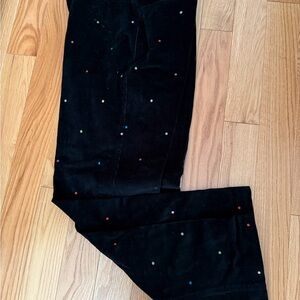 Rafaella Black Corduroy Pants with Multicolor Dots